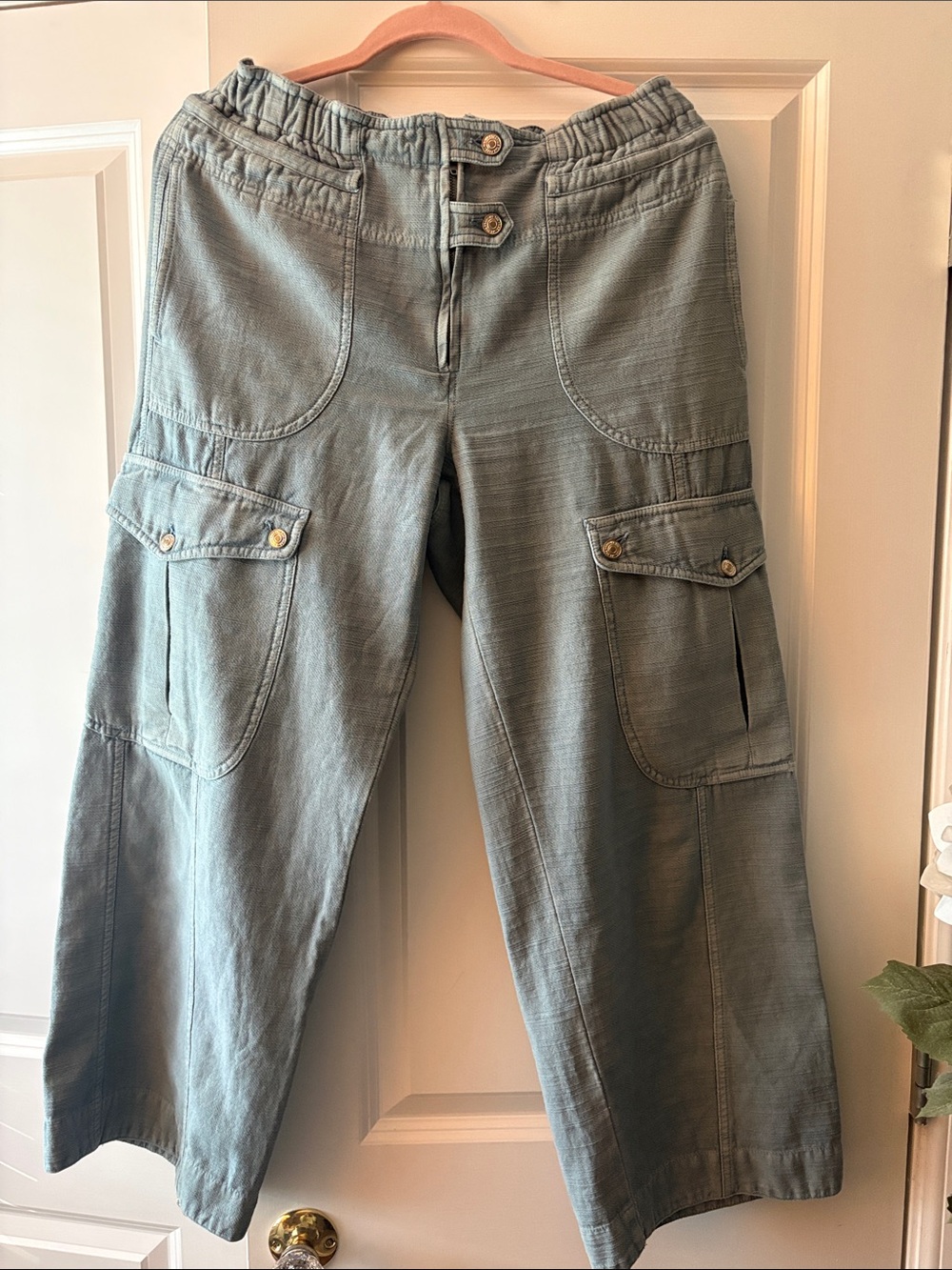 Casual Wide-Leg Cargo Jeans in Smokey Blue